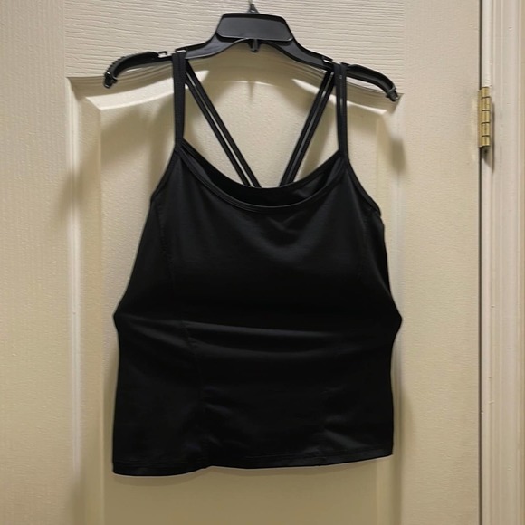 Inmotion black double stripe bathing suit Top with build in sports bra. - Picture 1 of 9